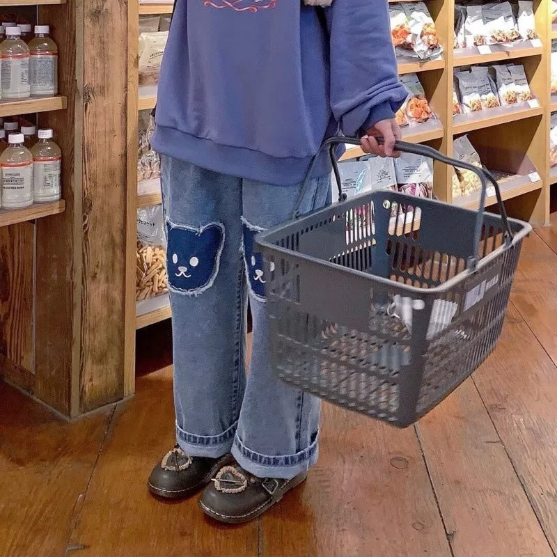 Bear Baggy High Waist Trousers