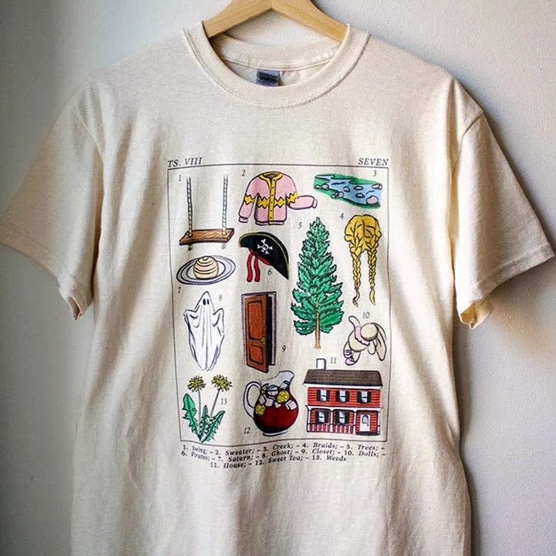 Retro Vintage Print Short Sleeve T-shirt
