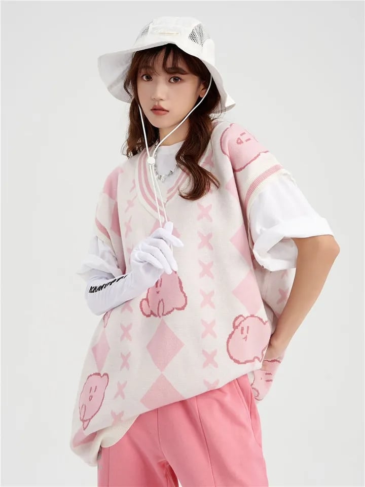 Pink Anime Japanese Sweater Vest