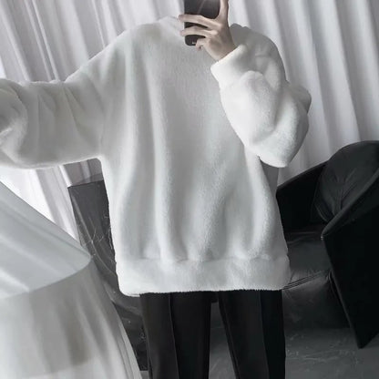 Faux Fluffy Lamb Crew Neck Sweater