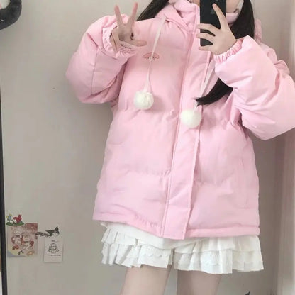 Pink Japanese Anime Puffy Winter Jacket