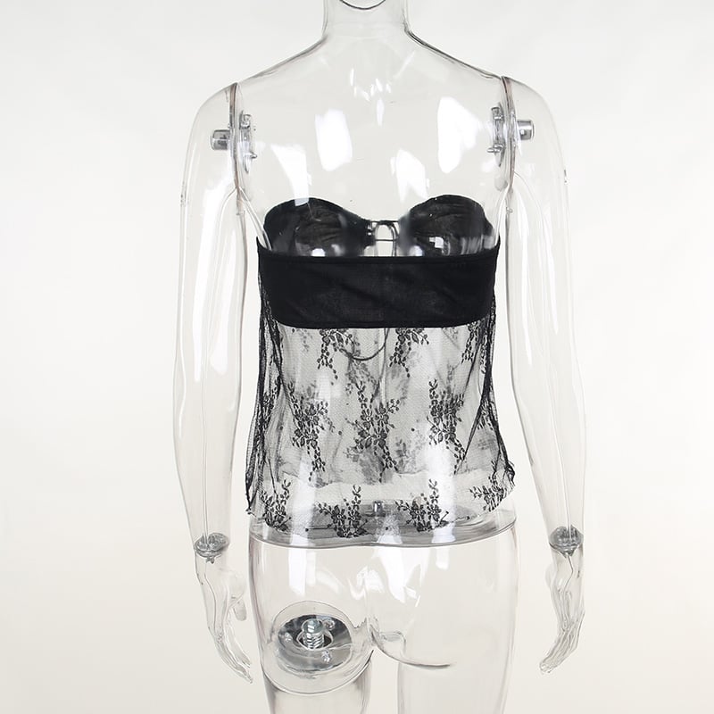 Black Lace Bustier Tube Top