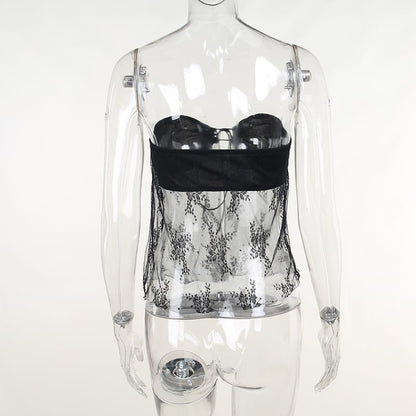 Black Lace Bustier Tube Top
