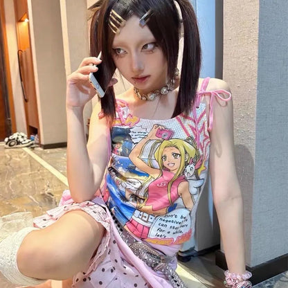 Anime Colorful Print Tank Top