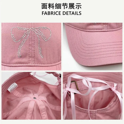 Bow Ribbon Rhinestone Baseball Cap