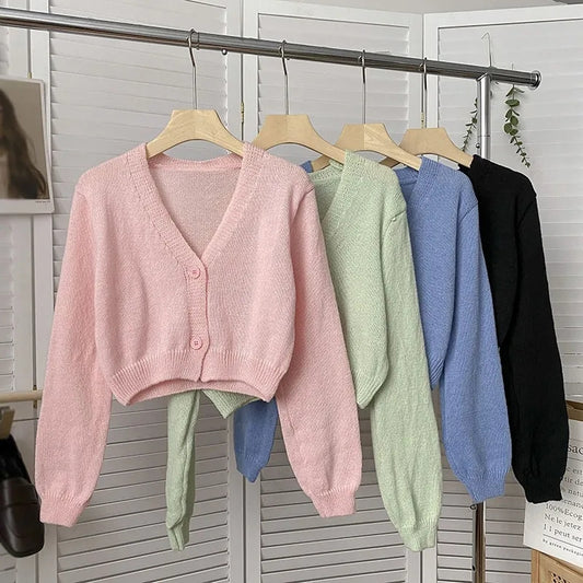 Pastel Knit V Neck Cardigan
