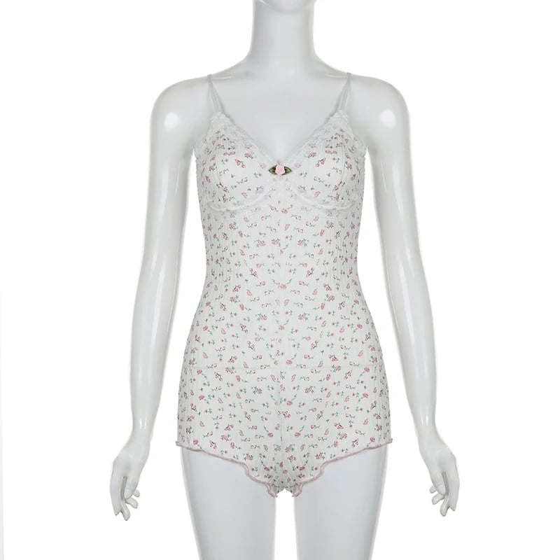 Floral Print V Neck Jumpsuit