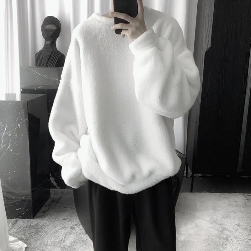 Faux Fluffy Lamb Crew Neck Sweater