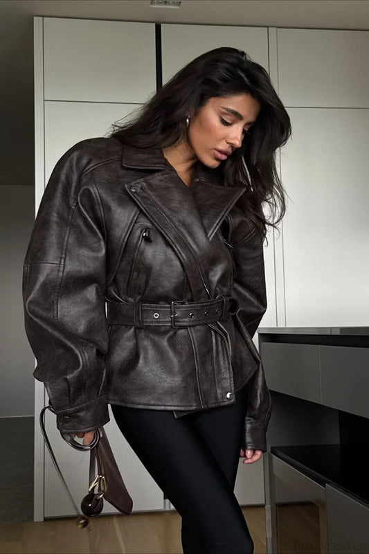 Fitted Faux Leather Short Jacket