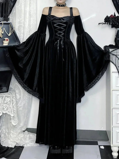 Flare Sleeve Tall Waist Bandage Maxi Dress