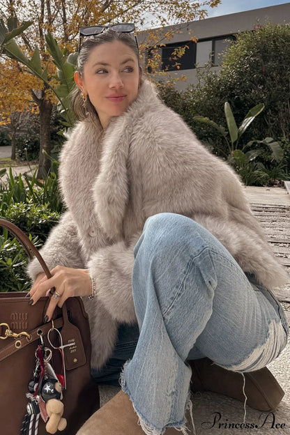 Fleece Cardigan Faux Fur Warm Coat