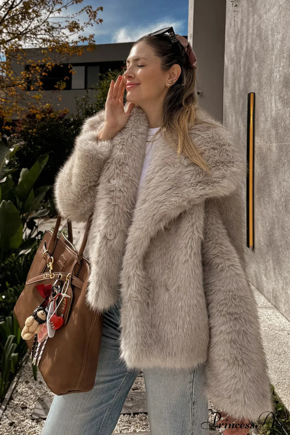 Fleece Cardigan Faux Fur Warm Coat