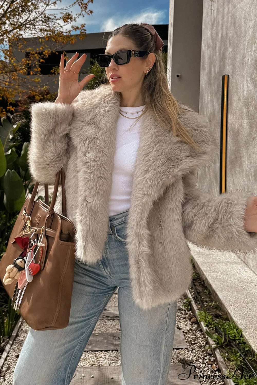 Fleece Cardigan Faux Fur Warm Coat