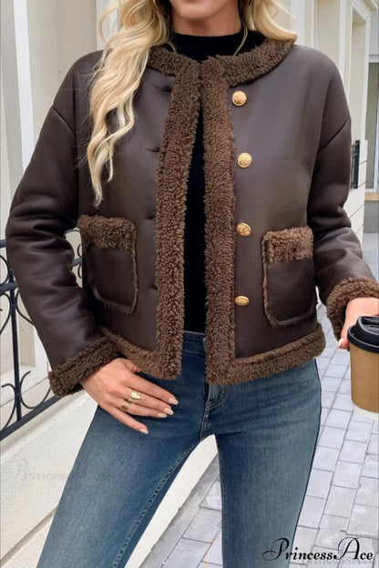 Fleece Collar Warm Fashion Casual Coat