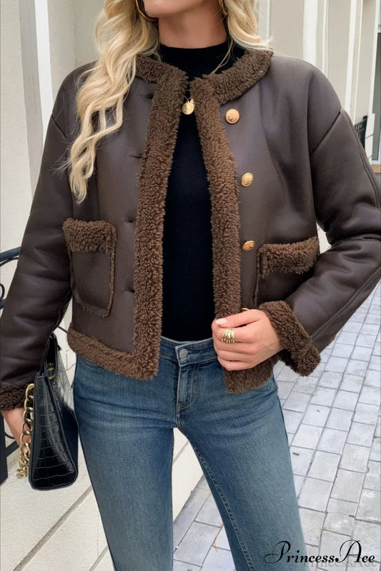 Fleece Collar Warm Fashion Casual Coat