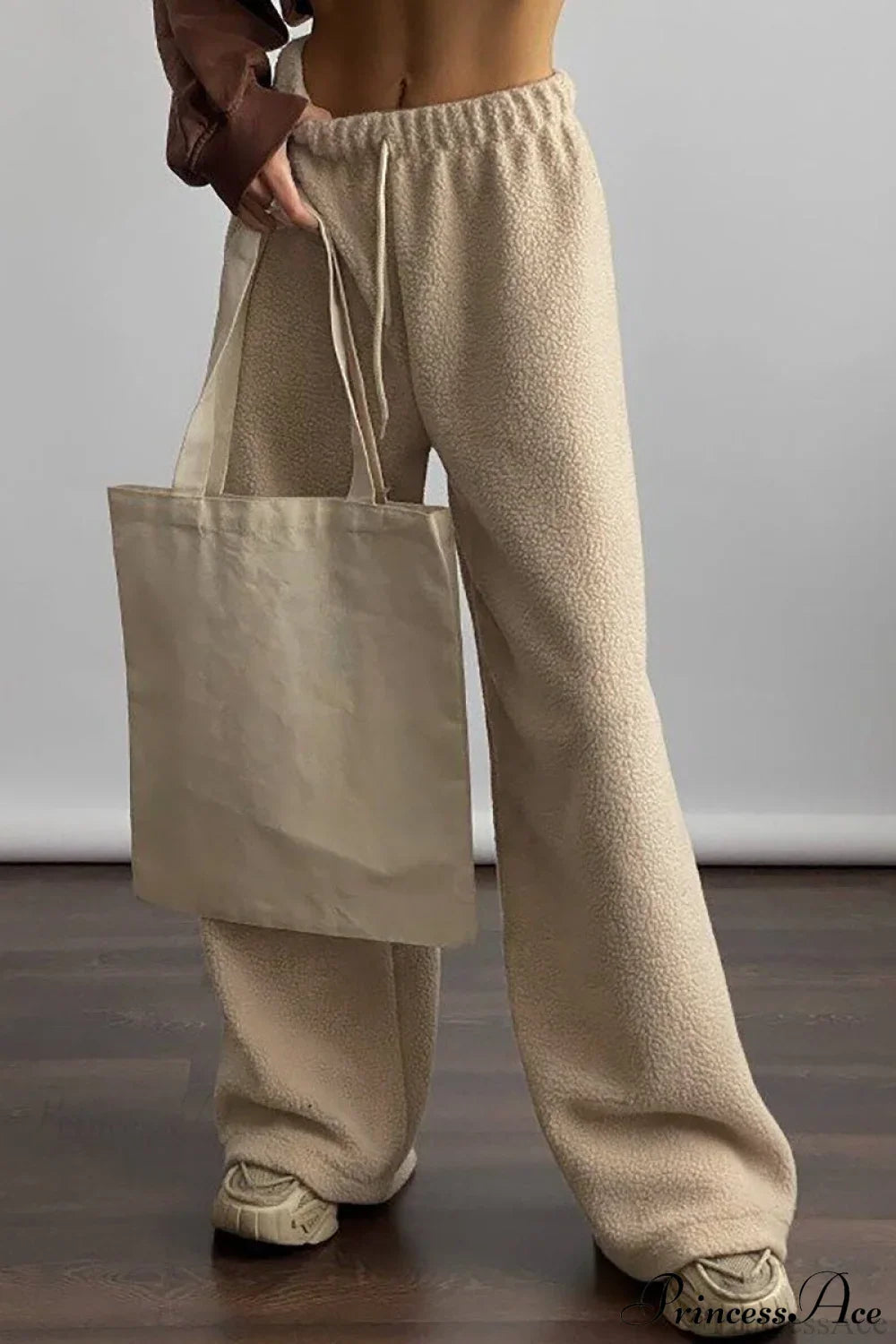Fleece Wide Leg Relaxed Straight Pants