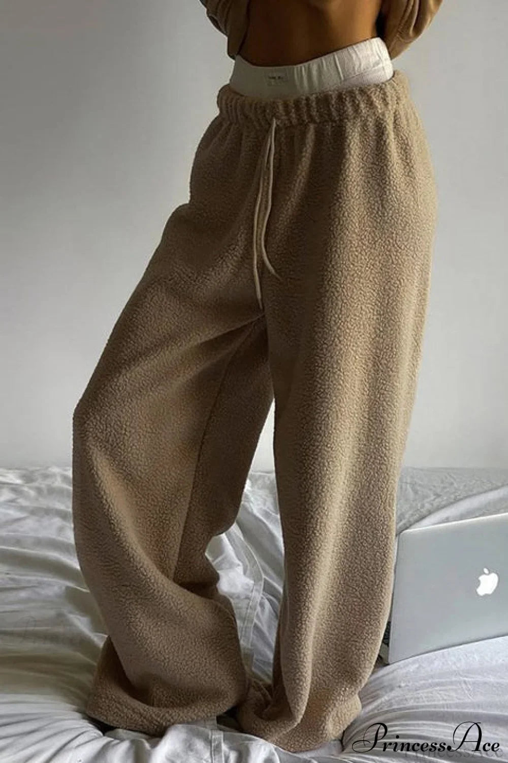 Fleece Wide Leg Relaxed Straight Pants