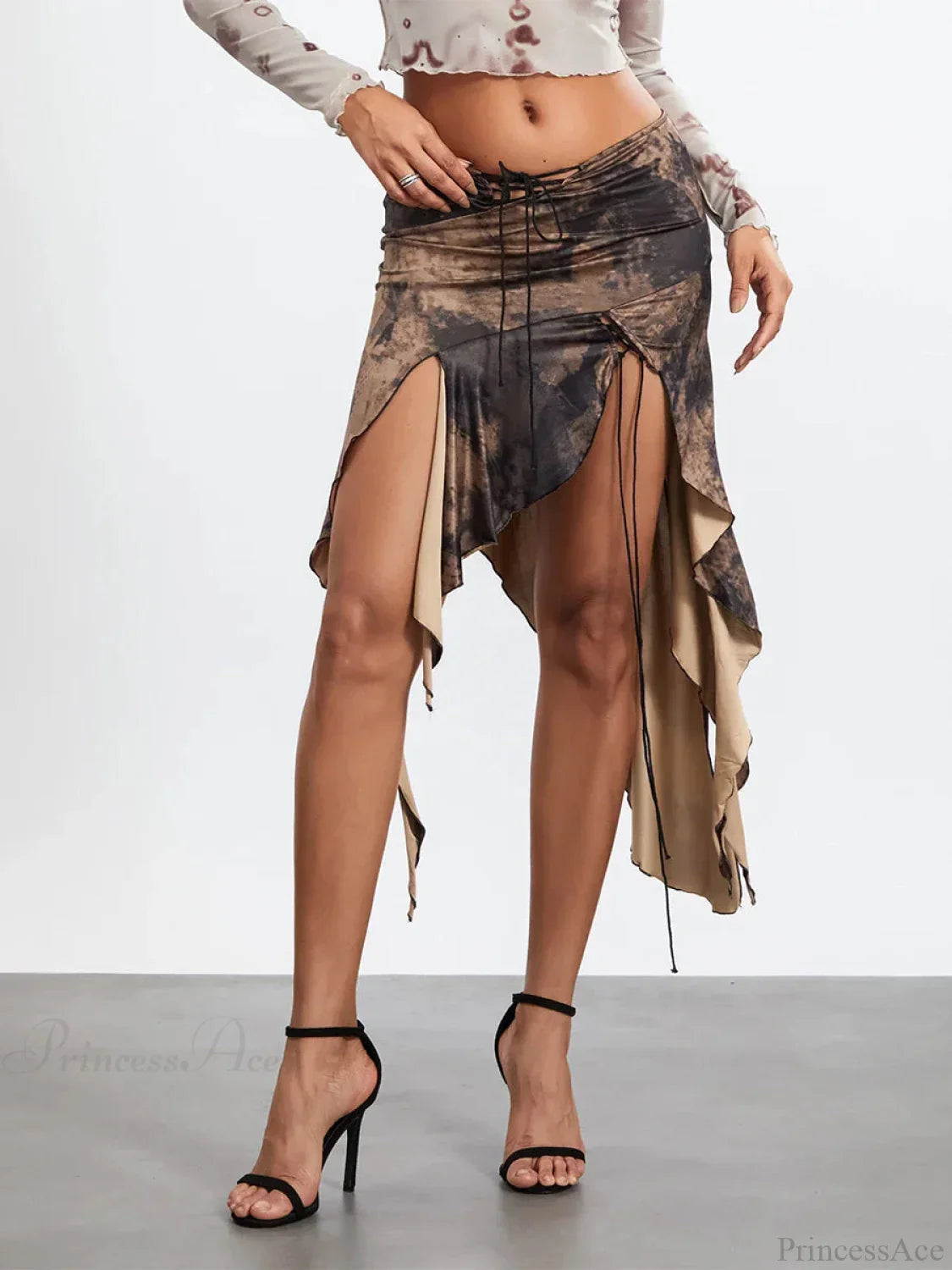 Flexible Waist Draped Frill Skirt