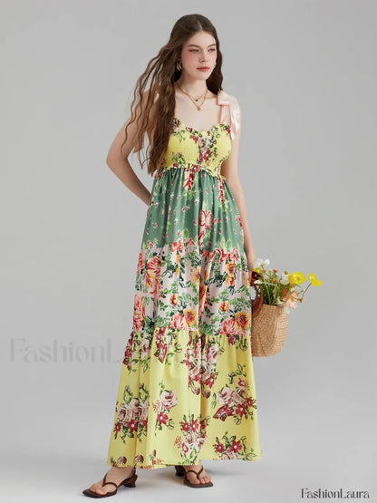 Floral Cami Straps Boho Dress