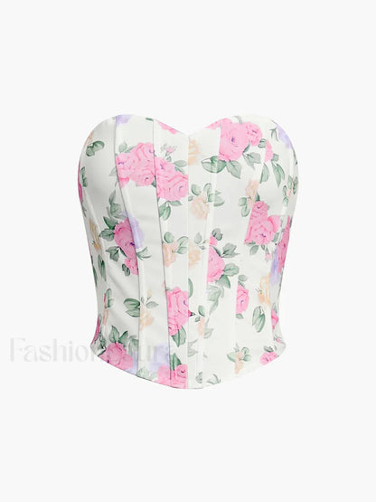 Flower Heart Shaped Neckline Corset