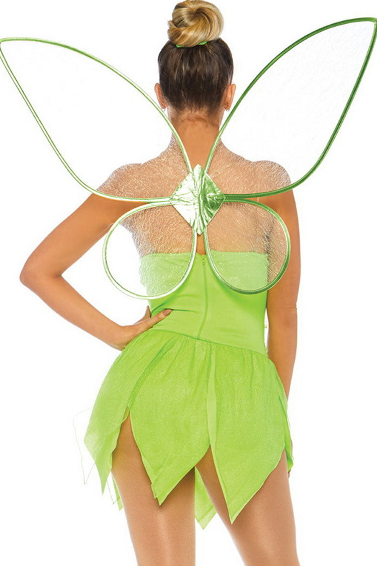 Glitter Sweetheart Metal Trim Clear Strap Petal Layer Fairy Costume Mini Dress