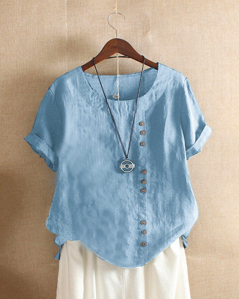 | Women’s Casual Blouse in Summer Fabric with Button Detail