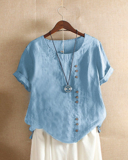 | Women’s Casual Blouse in Summer Fabric with Button Detail