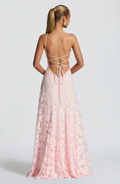 The Clara — Lace Maxi Dress with Open Back