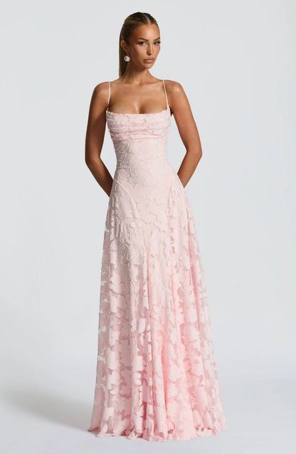 The Clara — Lace Maxi Dress with Open Back