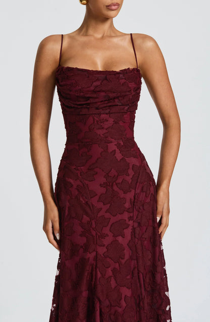 The Clara — Lace Maxi Dress with Open Back