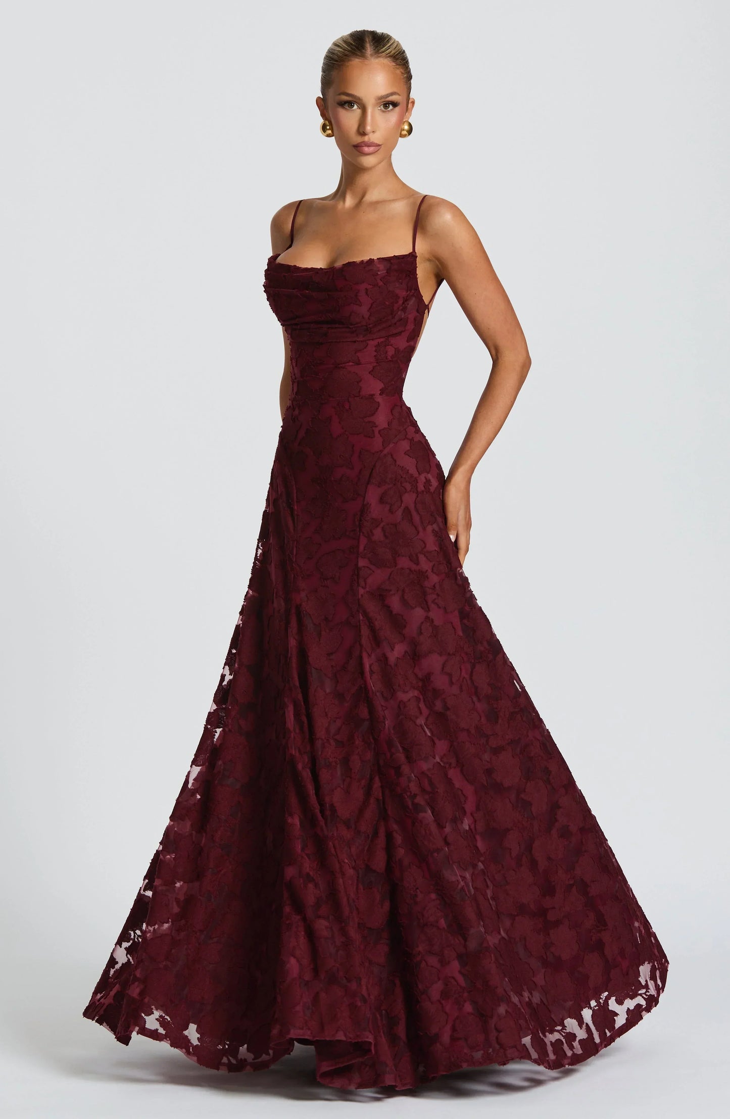 The Clara — Lace Maxi Dress with Open Back