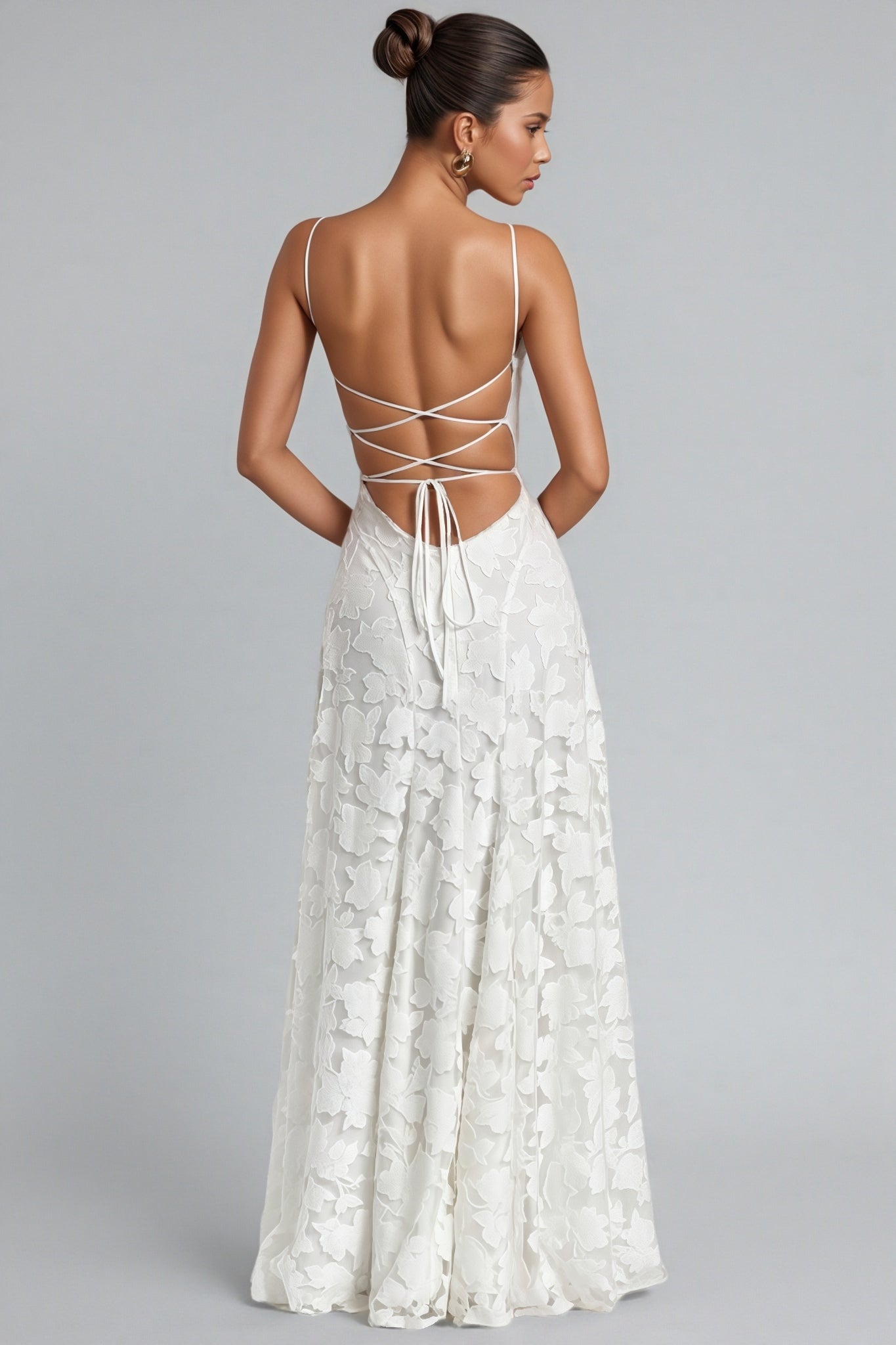 Mirarlt White Strapless Mesh Maxi Dress