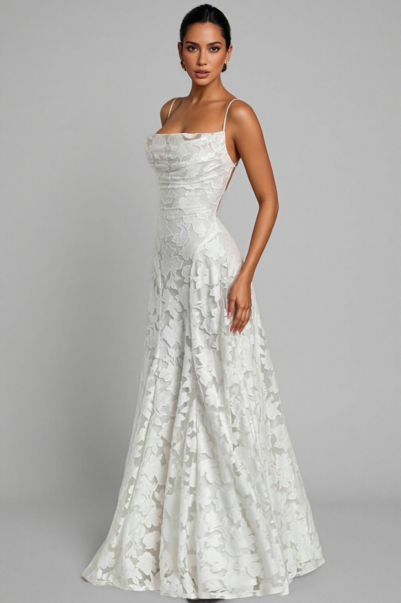Mirarlt White Strapless Mesh Maxi Dress