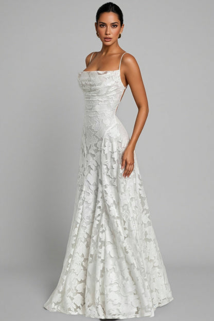 Mirarlt White Strapless Mesh Maxi Dress