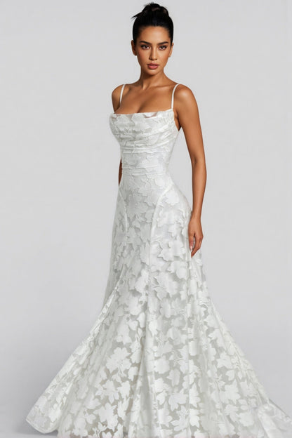 Mirarlt White Strapless Mesh Maxi Dress
