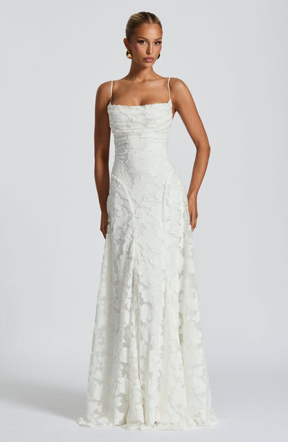 The Clara — Lace Maxi Dress with Open Back
