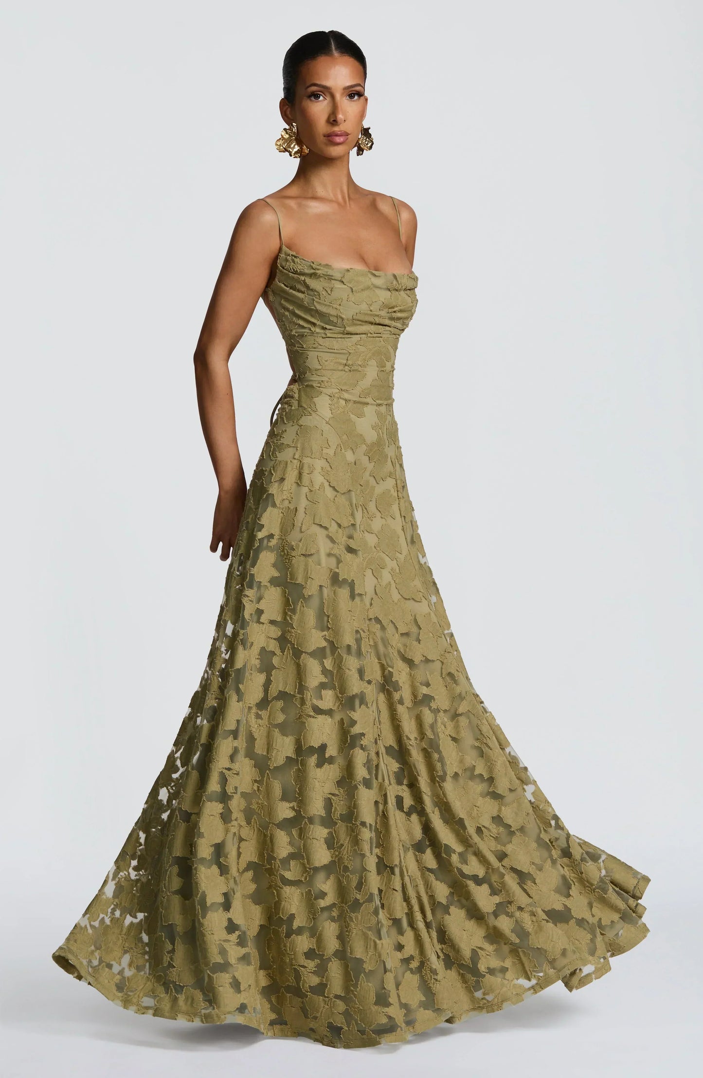 The Clara — Lace Maxi Dress with Open Back
