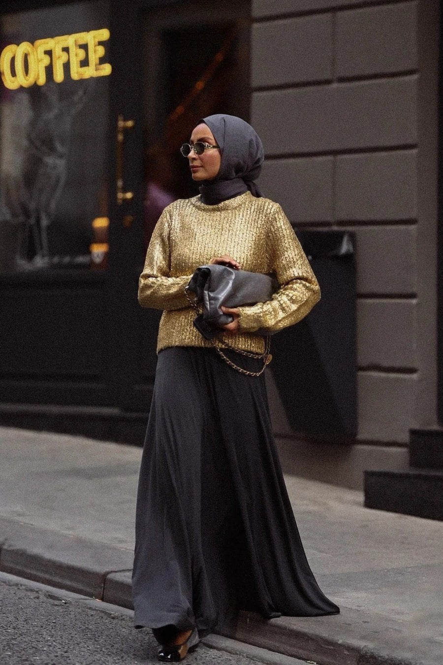 Freda Textured Metallic Knit Sweater