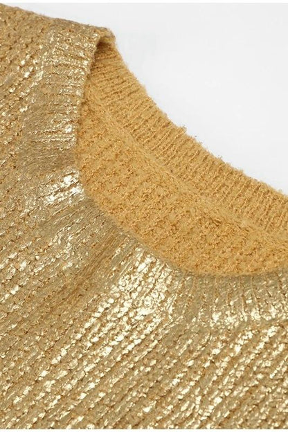 Freda Textured Metallic Knit Sweater