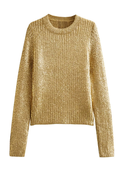 Freda Textured Metallic Knit Sweater