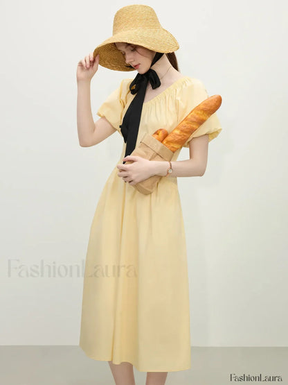 French Waist-Slim Midi Dress