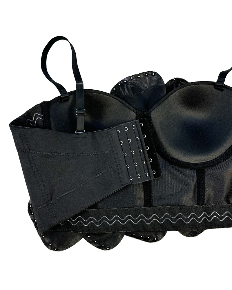 Flower Beaded Fishbone Bra Top