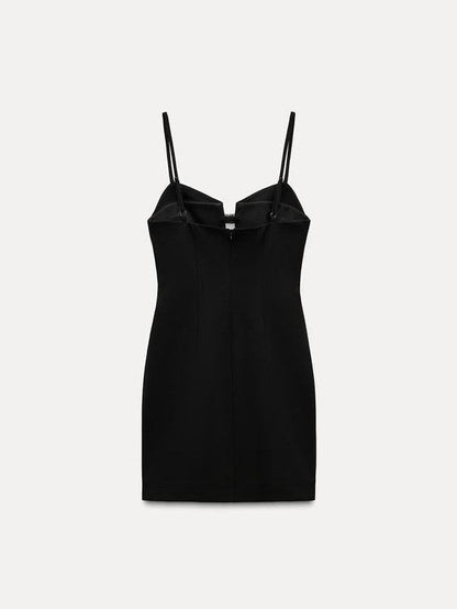 Bow Applique Spaghetti Strap Short Dress