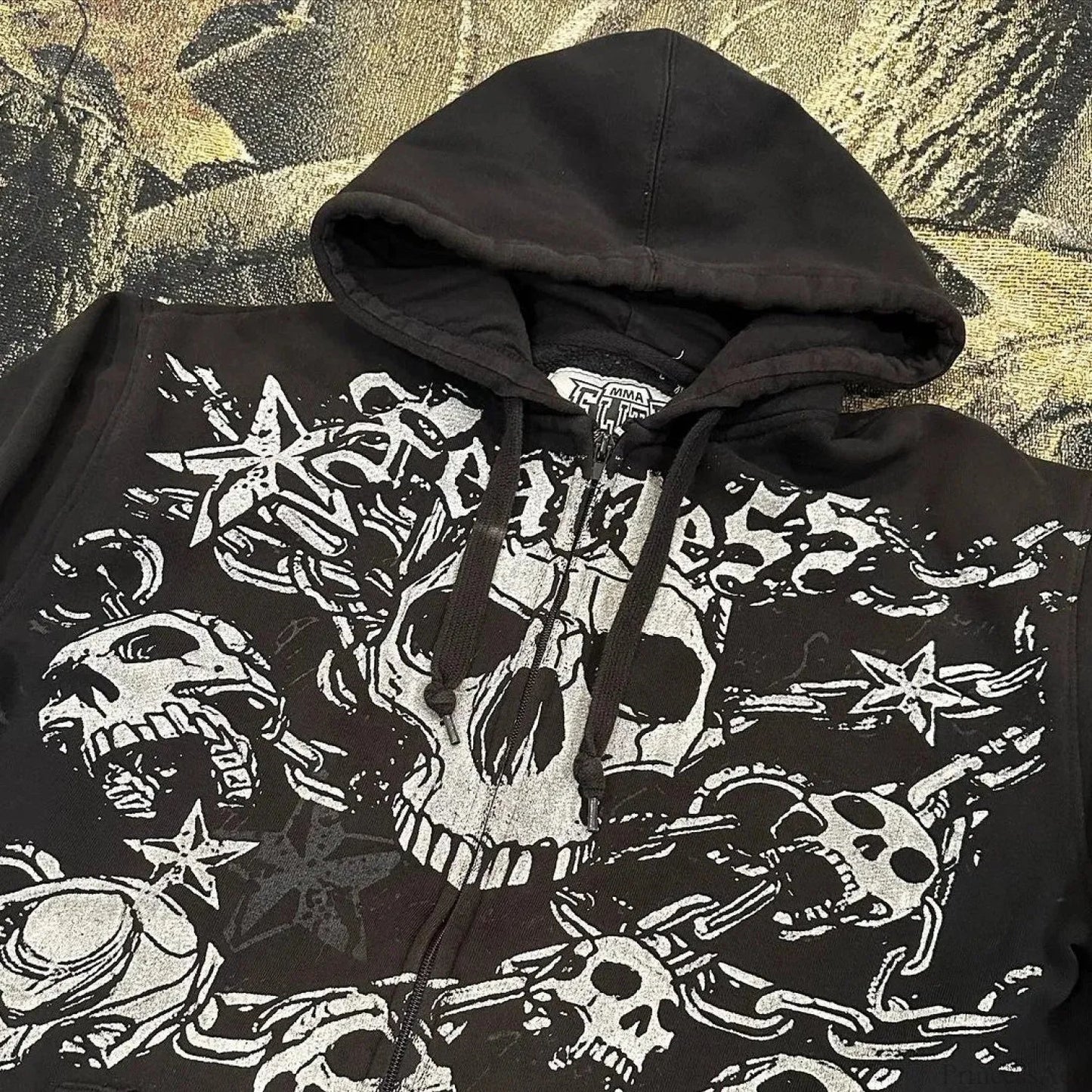 Gothic Dim Skull Print Pullover Hoodie