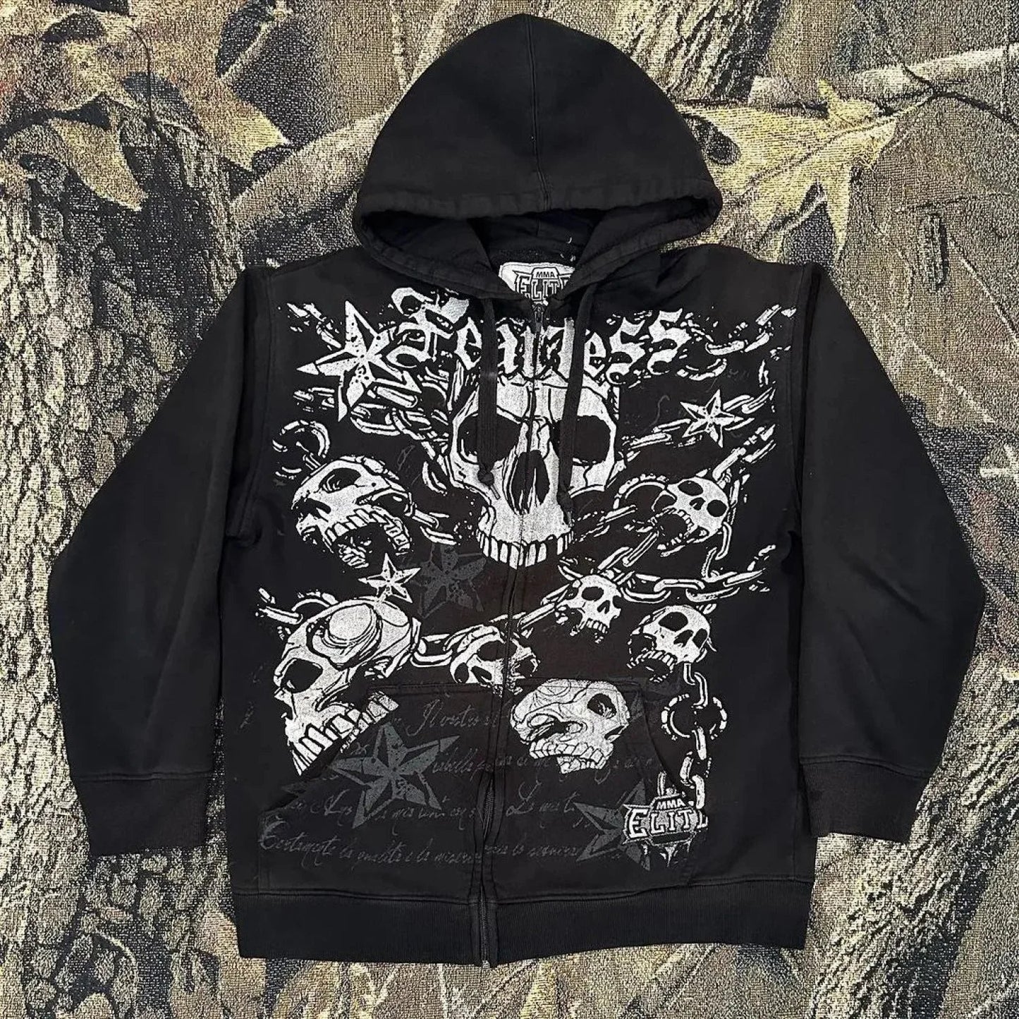 Gothic Dim Skull Print Pullover Hoodie