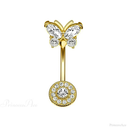Gothic Heart Dangle Butterfly Belly Ring