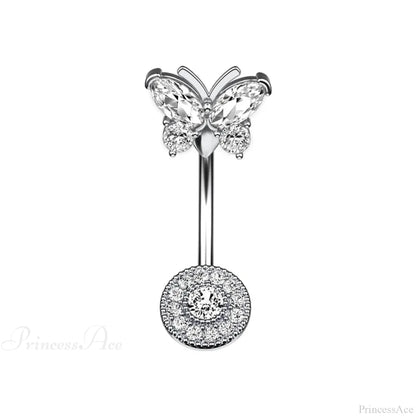 Gothic Heart Dangle Butterfly Belly Ring