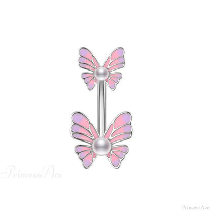 Gothic Heart Dangle Butterfly Belly Ring