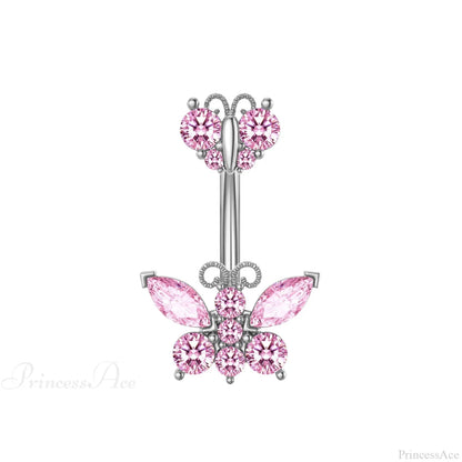 Gothic Heart Dangle Butterfly Belly Ring