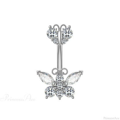 Gothic Heart Dangle Butterfly Belly Ring